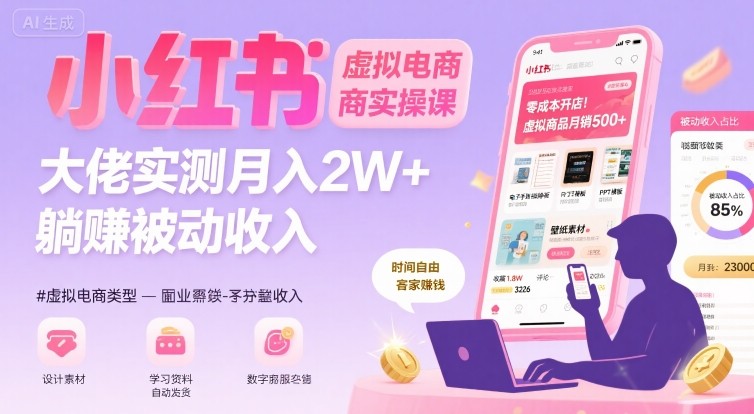 小红书虚拟电商，大佬实测月入2W+，实现被动收入-HEIXMI（中国站）