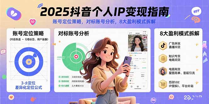 2025抖音个人IP变现指南，账号定位策略，对标账号分析，8大盈利模式拆解-HEIXMI（中国站）