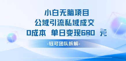 小白无脑项目公域引流私域成交0成本单日变现680米-HEIXMI（中国站）