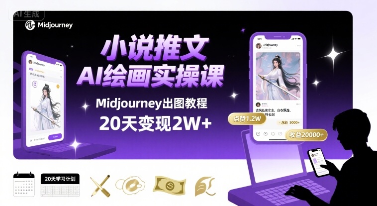 小说推文干货分享之AI绘画MJ出图实操课，用Midjourney做小说推文，20天挣2w-HEIXMI（中国站）