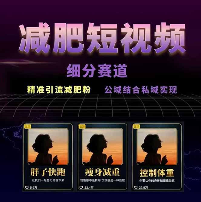 图片[1]-减肥短视频赛道运营课：素材准备-视频制作-引流变现全流程 (附素材-HEIXMI（中国站）