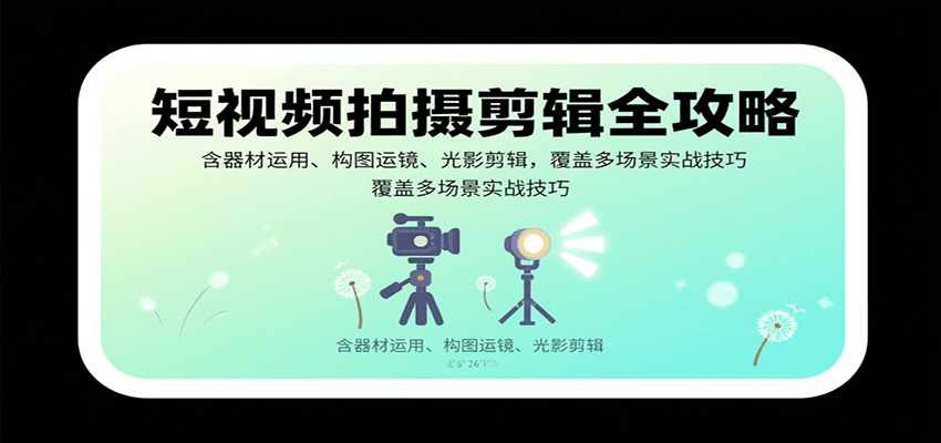 短视频拍摄剪辑全攻略：含器材运用、构图运镜、光影剪辑，覆盖多场景实战技巧-HEIXMI（中国站）