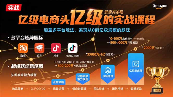亿级电商头部卖家的实战课程：涵盖多平台玩法，实现从0到亿级规模的跃迁-HEIXMI（中国站）