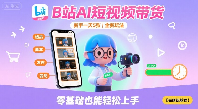B站AI短视频带货，新手一天5张，全新玩法【保姆级教程】-HEIXMI（中国站）