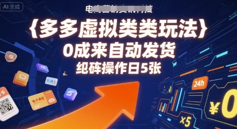 多多虚拟类目玩法，0成本全自动发货，矩阵操作日5张-HEIXMI（中国站）