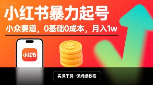 小红书暴力起号，小众赛道，0基础0成本，月入1w-HEIXMI（中国站）