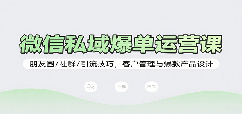 微信私域爆单运营课：朋友圈/社群/引流技巧，客户管理与爆款产品设计-HEIXMI（中国站）