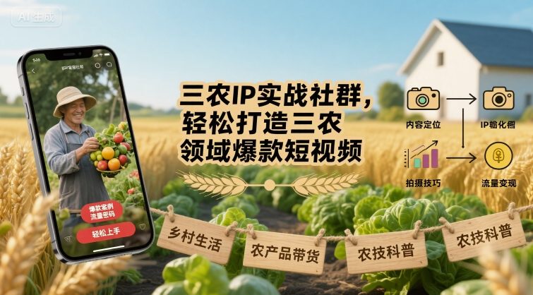 三农IP实战社群，轻松打造三农领域爆款短视频-HEIXMI（中国站）