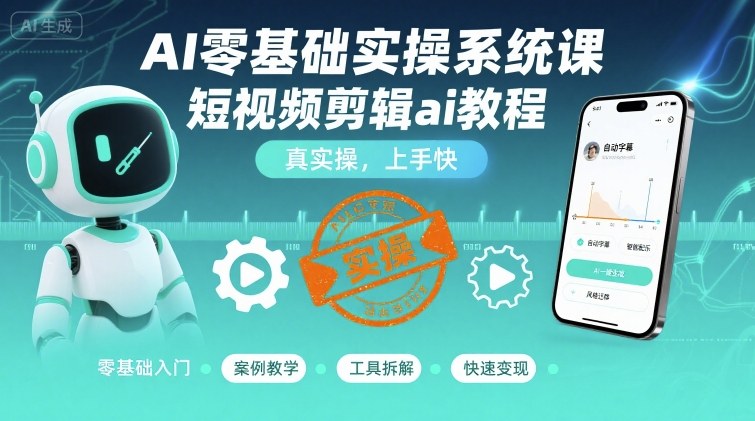 AI零基础实操系统课，短视频剪辑ai教程，真实操，上手快-HEIXMI（中国站）
