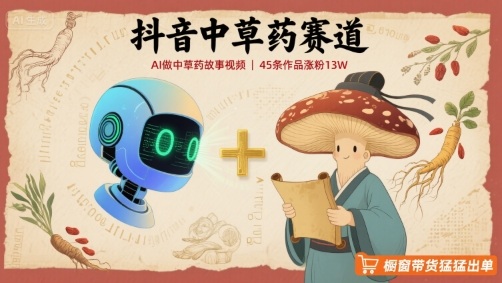 抖音中草药赛道，用AI做中草药故事视频，45条作品涨粉13W，橱窗带货猛猛出单-HEIXMI（中国站）