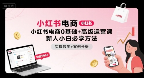 小红书电商0基础+高级运营课，新人小白必学方法，实操教学+案例分析-HEIXMI（中国站）