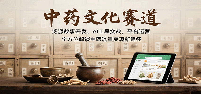 中药文化赛道：溯源故事开发，AI工具实战，平台运营，全方位解锁中医流量变现新路径-HEIXMI（中国站）