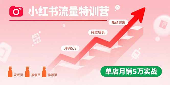小红书流量特训营：突破流量瓶颈，实现店铺持续增长，单店月销5万实战-HEIXMI（中国站）
