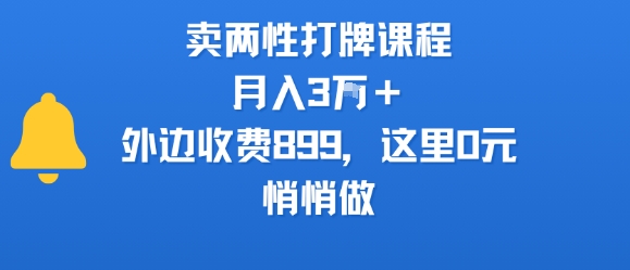 卖两性打牌课程，月入3W+外边收费899的课程，这里0元，悄悄做-HEIXMI（中国站）