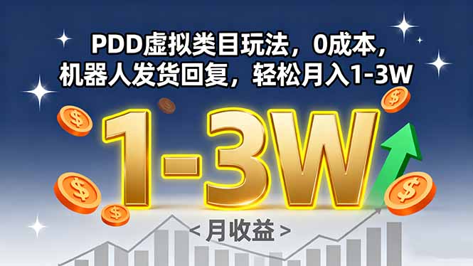 PDD虚拟类目玩法，0成本，机器人发货回复，轻松月入1-3W-HEIXMI（中国站）