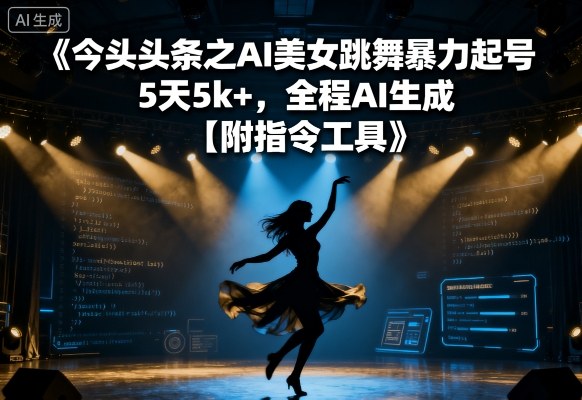 今日头条之AI美女跳舞暴力起号，5天1k+，全程AI生成【附指令工具】-HEIXMI（中国站）