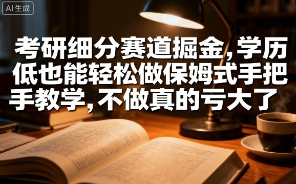 考研细分赛道掘金，日入1k+，学历低也能轻松做保姆式手把手教学，不做真的亏大了【揭秘】-HEIXMI（中国站）