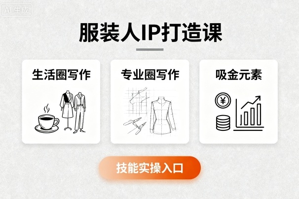 服装人IP打造课，文案创富+生活圈写作+专业圈写作+服装人专属+吸金元素+技能实操-HEIXMI（中国站）