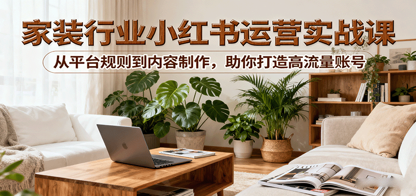 小红书家装行业运营实战课：从平台规则到内容制作，助你打造高流量账号-HEIXMI（中国站）