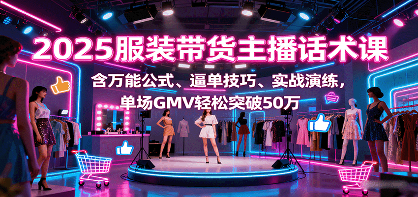 2025服装带货主播话术课，含万能公式、逼单技巧、实战演练，单场GMV轻松突破50万-HEIXMI（中国站）