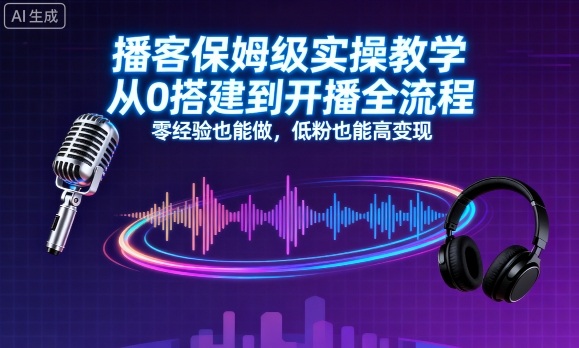 播客保姆级实操教学，从0搭建到开播全流程，零经验也能做，低粉也能高变现-HEIXMI（中国站）