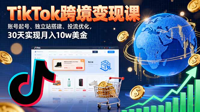 TikTok跨境变现课：账号起号、独立站搭建、投流优化，30天实现月入10w美金-HEIXMI（中国站）