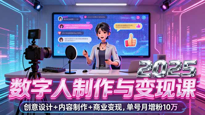 2025数字人制作与变现课，创意设计+内容制作+商业变现，单号月增粉10万+-HEIXMI（中国站）