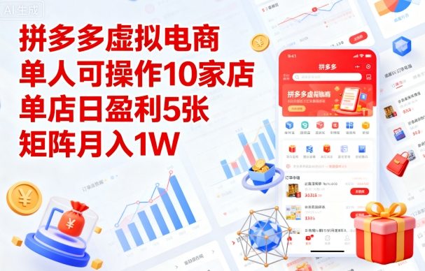 拼多多虚拟电商，单人可操作10家店，单店日盈利5张，矩阵月入1W+【揭秘】-HEIXMI（中国站）