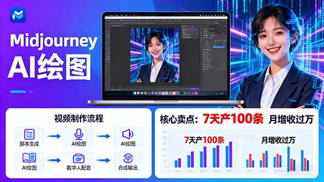 AI绘图照片开口说话视频制作：Midjourney+数字人，7天产100条月增收过万-HEIXMI（中国站）