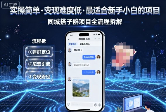 实操简单，变现难度低，最适合新手小白做的项目，每天轻松收入3张，同城搭子群项目全流程拆解-HEIXMI（中国站）