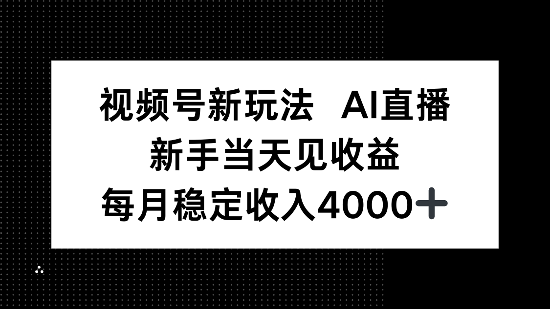 视频号新玩法AI直播，新手小白当天见收益，月入4000+-HEIXMI（中国站）