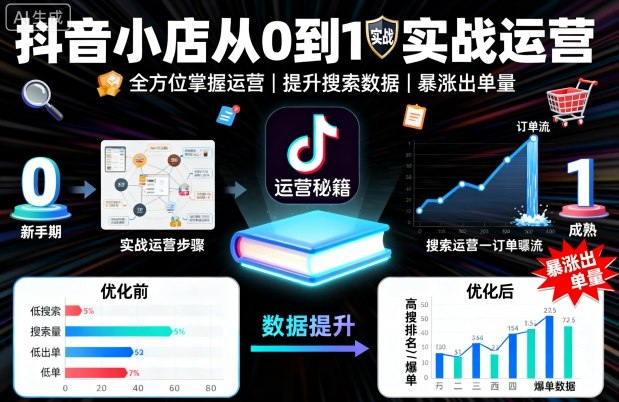 抖音小店从0到1实战运营，帮你全方位掌握小店运营，提升搜索数据与出单量-HEIXMI（中国站）