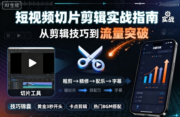 短视频切片剪辑实战指南，从剪辑技巧到流量突破-HEIXMI（中国站）