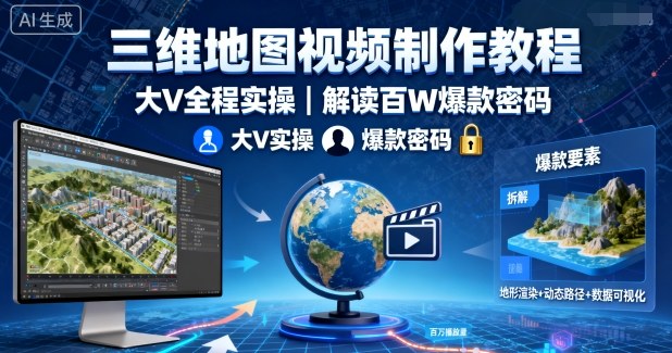 三维地图视频制作教程，大V全程实操，解读百W爆款密码-HEIXMI（中国站）