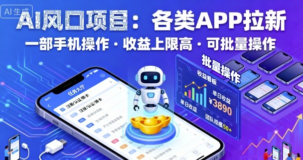 AI风口项目，各类APP拉新，一部手机就可以操作，收益上限高，可批量操作-HEIXMI（中国站）