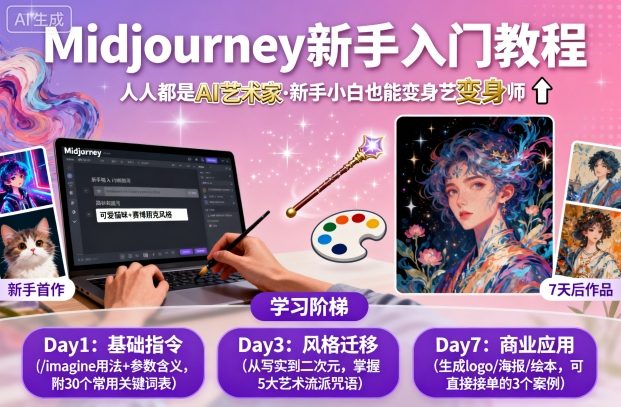 midjourney新手入门教程：人人都是AI艺术家，新手小白也能变身艺术大师-HEIXMI（中国站）