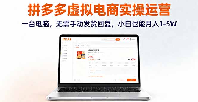 拼多多虚拟电商实操运营，一台电脑，无需手动发货回复，小白也能月入1-5W-HEIXMI（中国站）