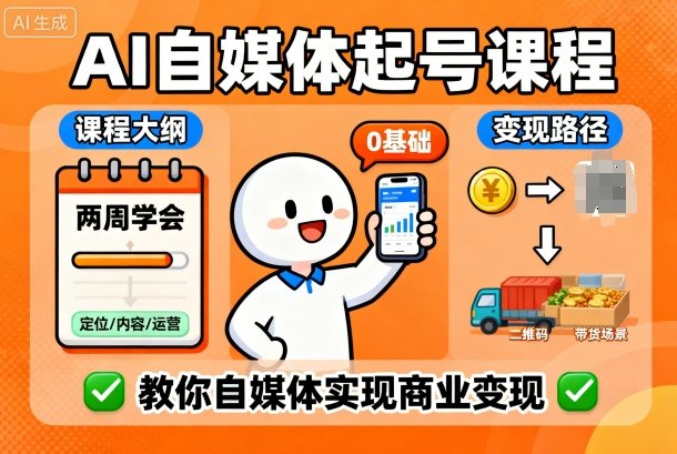 AI自媒体起号课程，0基础小白两周学会，教你自媒体实现商业变现-HEIXMI（中国站）