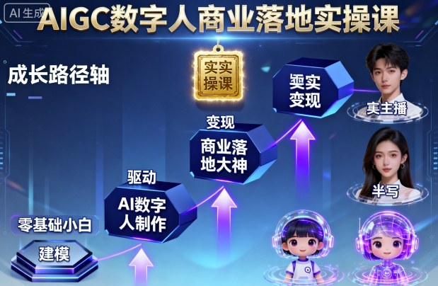 AIGC数字人商业落地实操课，从零基础小白到AI数字人大神-HEIXMI（中国站）