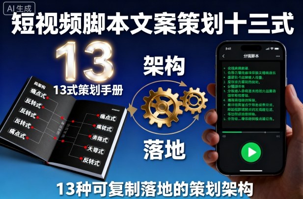 短视频脚本文案策划十三式，13种可复制落地的策划架构-HEIXMI（中国站）