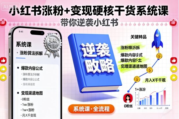 小红书涨粉+变现硬核干货系统课，带你逆袭小红书-HEIXMI（中国站）