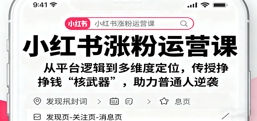 小红书涨粉运营课：从平台逻辑到多维度定位，传授挣钱 “核武器”，助力普通人逆袭-HEIXMI（中国站）