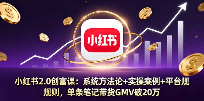 小红书2.0创富课：系统方法论+实操案例+平台规则，单条笔记带货GMV破20万-HEIXMI（中国站）