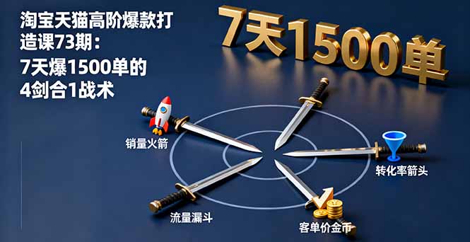 淘宝天猫高阶爆款打造课73期：7天爆1500单的4剑合1战术-HEIXMI（中国站）