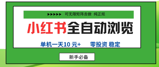 小红书全自动浏览项目，零投资，全程手机去跑，单账号一天10米+，可无限矩阵去做【揭秘】-HEIXMI（中国站）