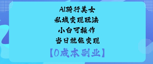 AI骑行美女私域变现玩法小白可操作当日就能变现-HEIXMI（中国站）