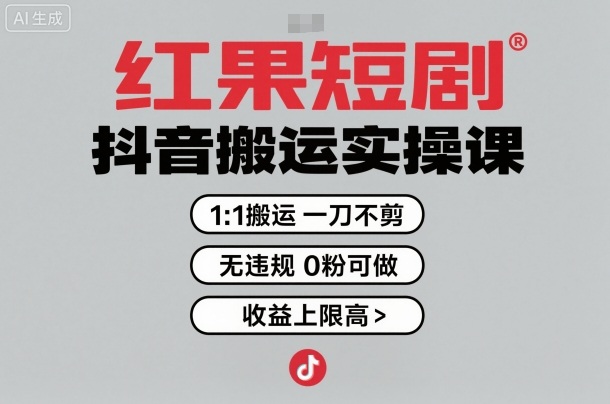 红果短剧拉新之抖音搬运实操课，1：1搬运，一刀不剪，无违规，0粉可做，收益上限高-HEIXMI（中国站）