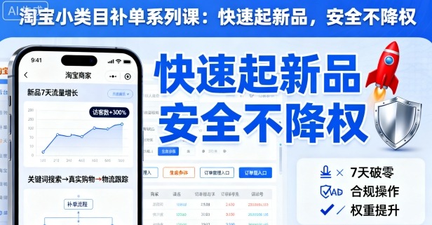 淘宝小类目补单系列课，快速起新品，安全不降权-HEIXMI（中国站）