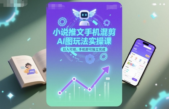 小说推文手机混剪AI图玩法实操课，日入可观，手机即可独立完成-HEIXMI（中国站）