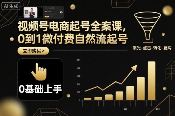 视频号电商起号全案课，0到1微付费自然流起号-HEIXMI（中国站）